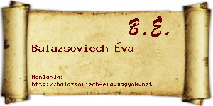 Balazsoviech Éva névjegykártya